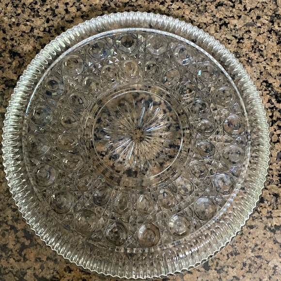Vintage Clear Decretive cut glass Tray - Picture 3 of 5